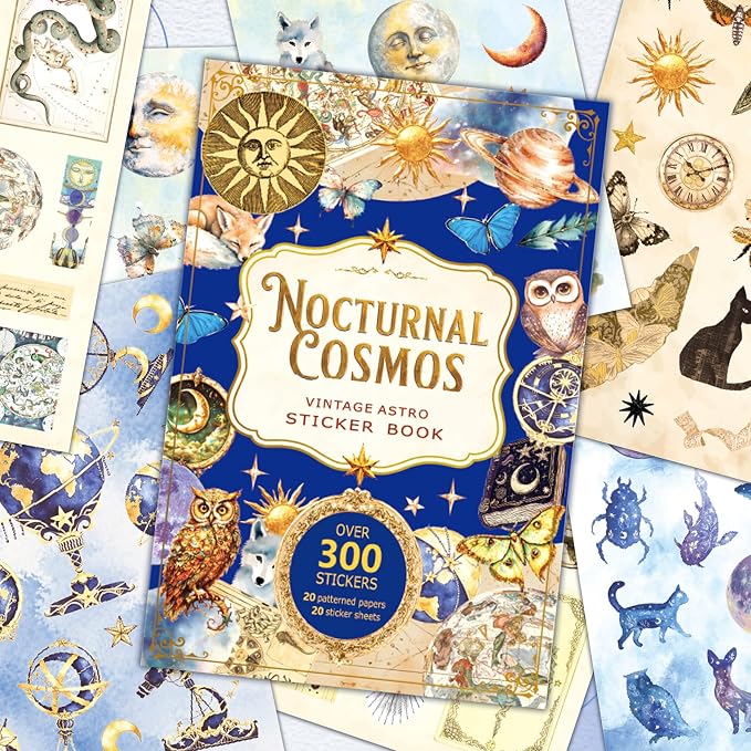 Vintage Astrology Sticker Book & Scrapbook Paper Pad, 40 Inner Pages by JUNKJWBZ%7CPeelStickInspir