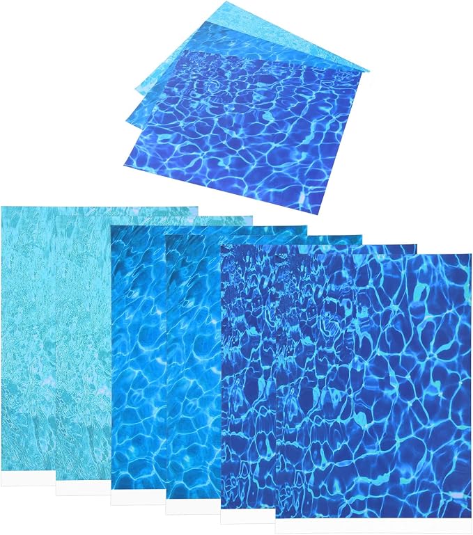 Ripple Water Sticker 6 Sheets Self Adhesive Ocean Diorama Supplies Paper | by Telooco