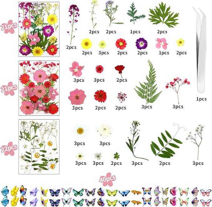190 Pcs Dried Pressed Flowers for Resin, Real Dried Pressed Flowers for Resin - Image 3