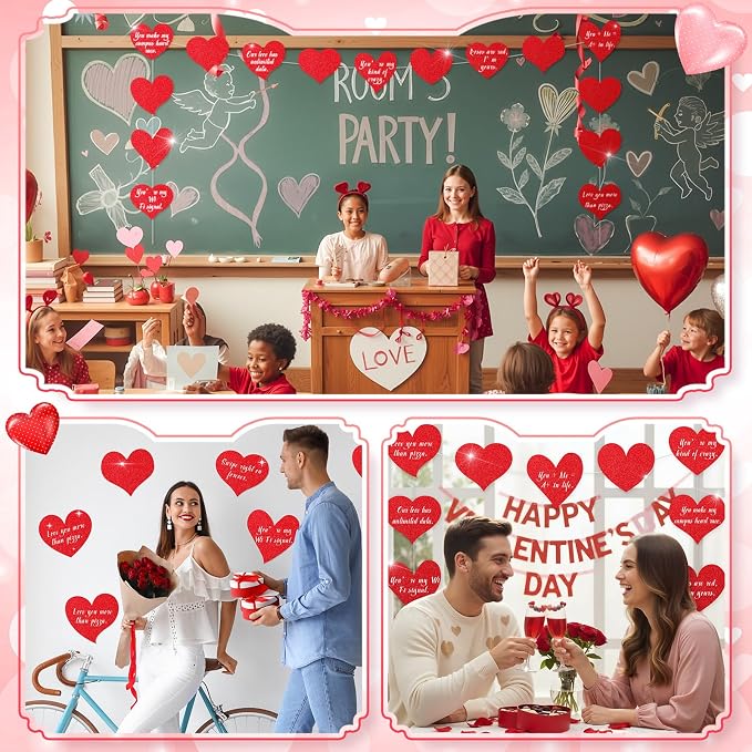 TaoBary 24 Pcs 7.08 Inch Valentine's Day Glitter Heart Cutouts Large Red Paper - Image 5