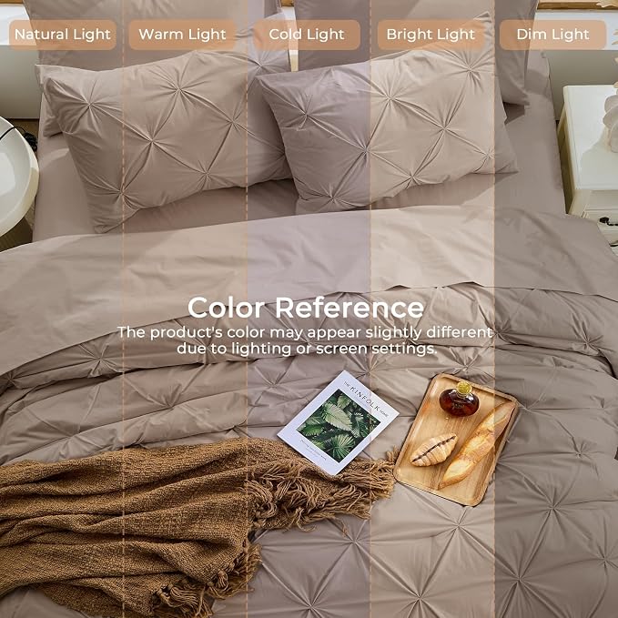 Sasttie Full Size Comforter Set, 7-Piece Bed in a Bag, Pintuck Bedding Set - Image 8