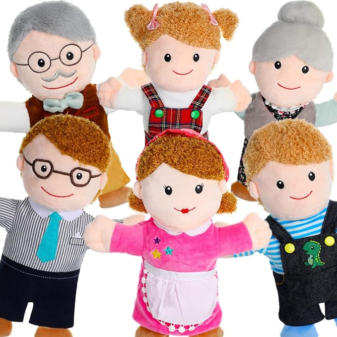 Civaner 6 Pieces Hand Puppet Set 11.8 Inch Family Members Puppets Theater Mother by Civaner