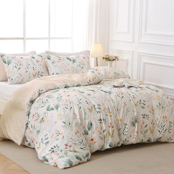 MUXHOMO Duvet Cover King Size, Reversible Floral Vintage Cover Set - Image 3