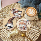 Clendo 8 Pcs Coffee Gnome Diamond Art Coasters Kit - Image 6