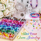 XSEINO About 1200PCS 6mm Glass Beads Bracelet Making Set, 144 Color Colorful - Image 6