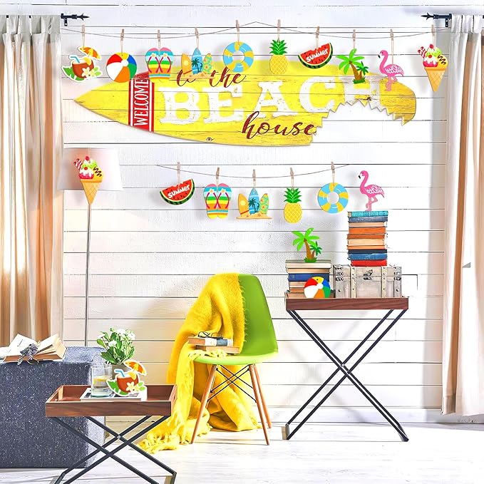 80PCS Wooden Summer Ornaments to Paint, 10 Styles DIY Blank Unfinished Wood - Image 6