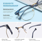 Blue Light Blocking Glasses Vintage Half Frame UV Clear Lens Anti Eyestrain - Image 3