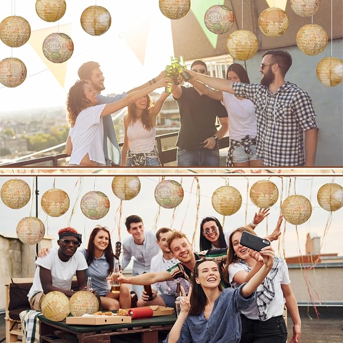 Panelee 12 Pcs Travel Themed Party Decorations Paper Lanterns 8 Inch Hanging - Image 4