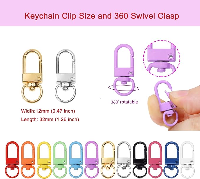 Keychain Clasp Keychain Clip Accessories Bulk 60pcs Colorful Lobster Claw Clasps - Image 3