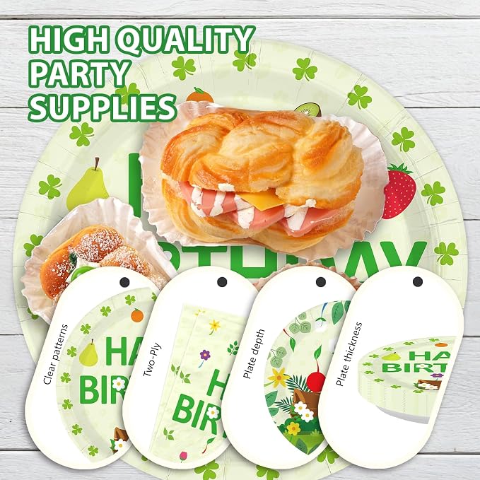 96 Pcs Plant Gaming Birthday Party Decoration Cartoon Wildflowers Plates and - Image 6