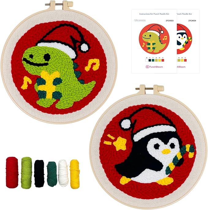 Christmas Punch Needle Kit for Adult Beginner, Easy Punch Embroidery Starter Set by PunchBloom
