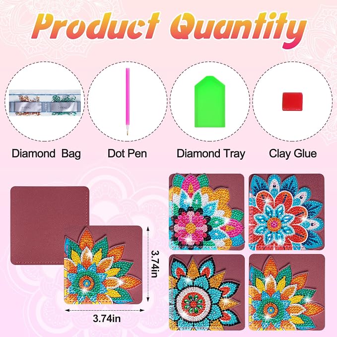 WIVICO 4Pcs Diamond Painting Bookmarks, Diamond Pearl Art Kits - Image 3