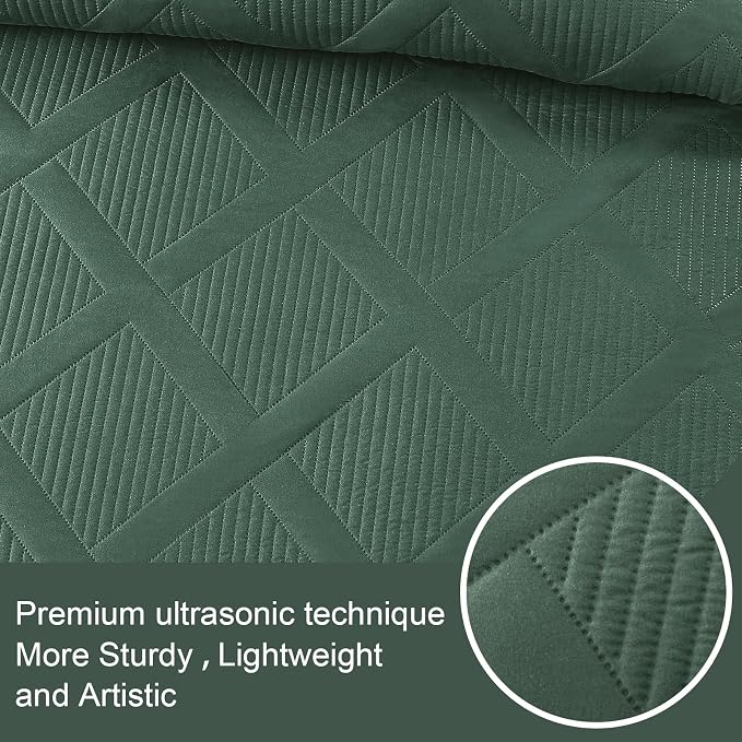 Exclusivo Mezcla Oversized King Quilt Set- Green Cal King Quilts Bedding Set - Image 4