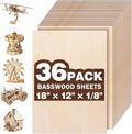 36 Pack Basswood Sheets for Crafts, Wood Burning, Architectural Models by MITINU