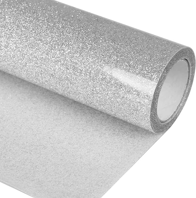 TORC Silver Glitter HTV Heat Transfer Vinyl Roll 12 inch x 5 ft Iron on Vinyl by TORC