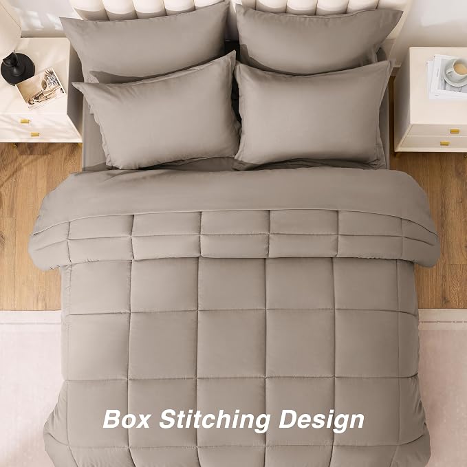 Love's cabin Twin XL Comforter Set Light Brown, 5 Pieces Twin XL Bed in a Bag - Image 4