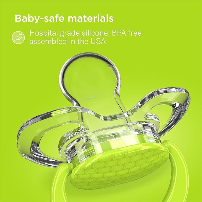 Smilo Baby Pacifier with Orthodontic Design for Healthy Dental Development - Stage 3 for Babies 9+ Months - Pack of 3X 100% Silicone Pacifiers BPA Free - Aqua Blue