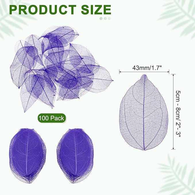 uxcell 100 Pcs Dark Purple Skeleton Leaves - Image 2