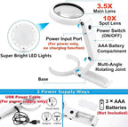 Magnifying Glass with Light and Stand, 3.55 Inch Large Lens with Lightweight - Image 4