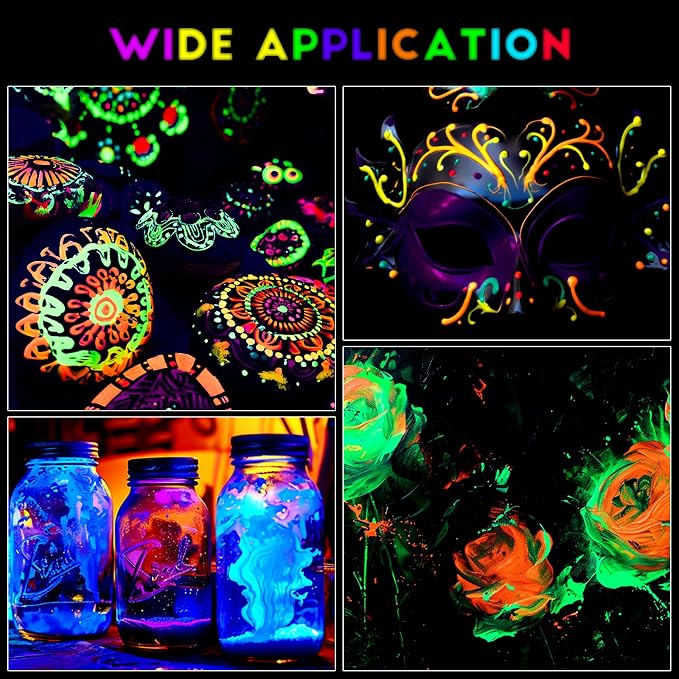 FansArriche Glow in the Dark Paint, 12 Colors x 20 ml Fabric Paint | 3D Neon - Image 6