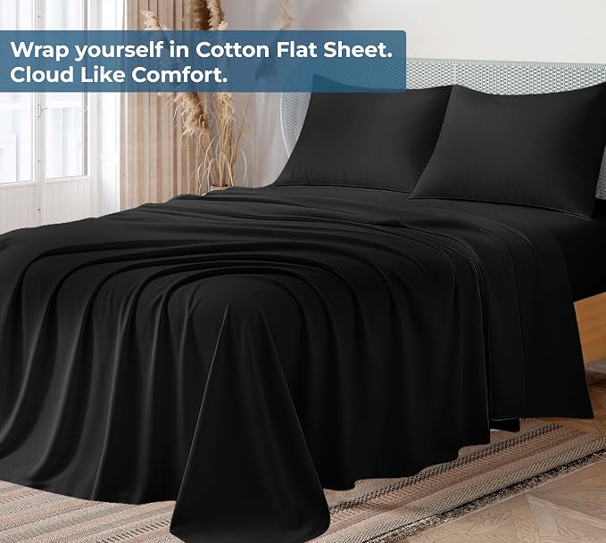 Royale Linens 100% Organic Cotton King Flat Sheet Only - Image 2