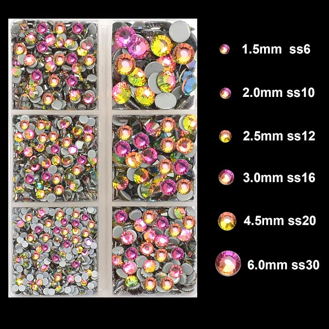 4000Pcs Mixed Size Hot Fix Round Crystals Gems Glass Stones Hotfix Flat Back - Image 3