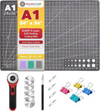 Mandala Crafts Self-Healing Cutting Mat Set – 24" x 36" A1 Black Gray by MandalaCrafts
