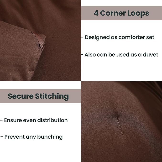 Paxrac Earthy Brown Comforter King Size, Neutral 3 Pieces Comforter Set - Image 4