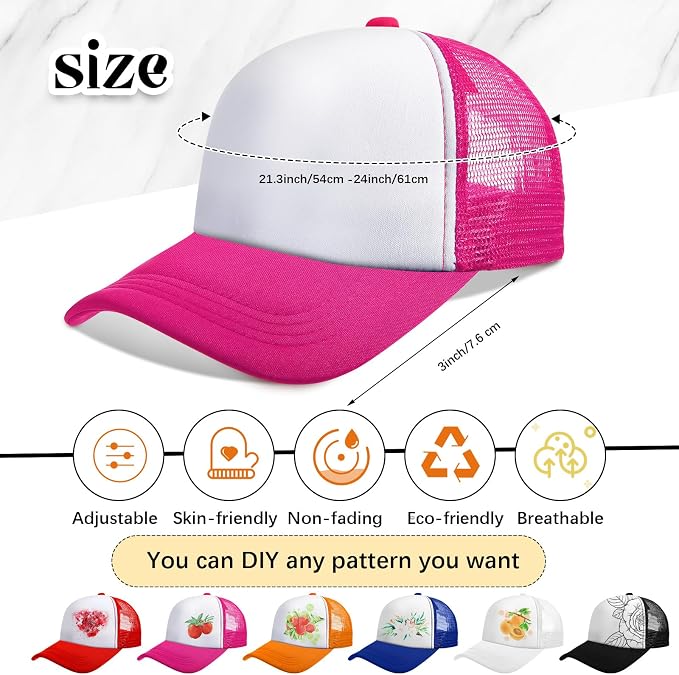 Vabean 24 Pack Sublimation Blank Cap Trucker Mesh Cap Unisex Plain Blank - Image 2