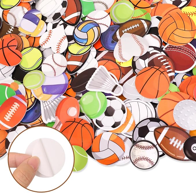300Pcs Sports Foam Stickers Assorted Sport Ball Basketball Football Baseball - Image 2