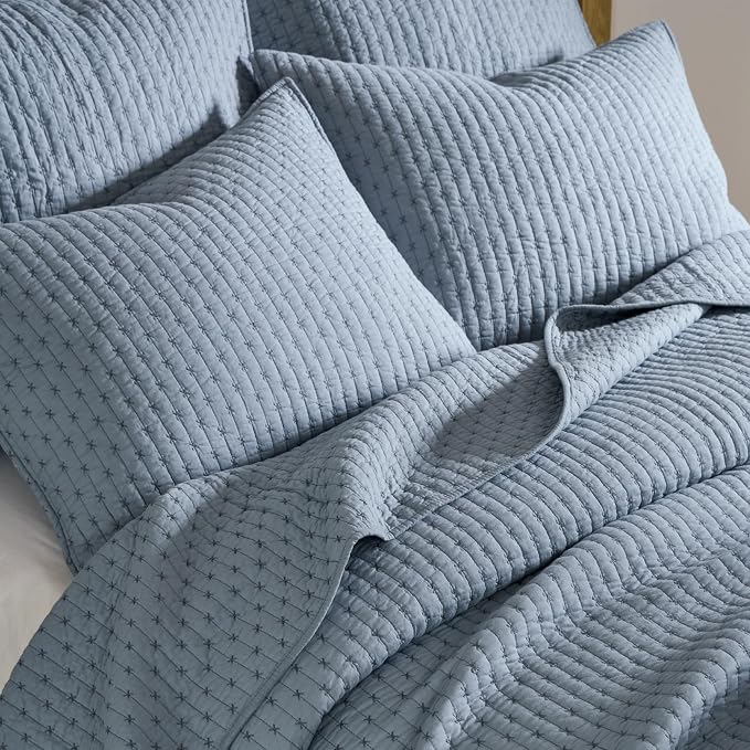 Levtex Home - Cross Stitch Chambray Quilt Set - Full/Queen Quilt + Two Standard - Image 7