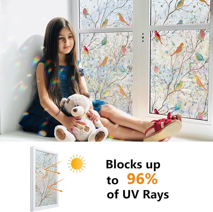 Ranzdn Window Privacy Film, Stained Glass, Static Cling, 45.2" x 78.7" | No - Image 3