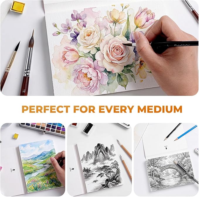 Fuumuui 5×7 Watercolor Paper Block, Textured Rough 100% Cotton Watercolor Paper - Image 9