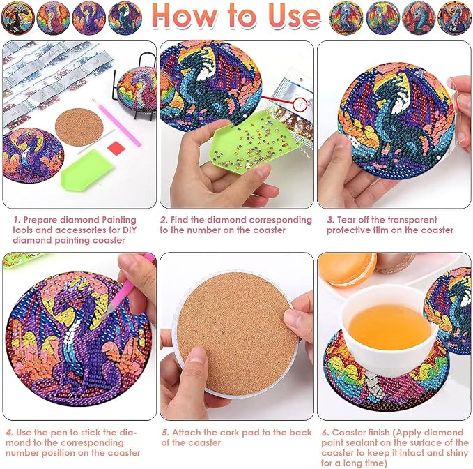 ijbnhd 8 PCS Diamond Art Coasters Kits - Image 6