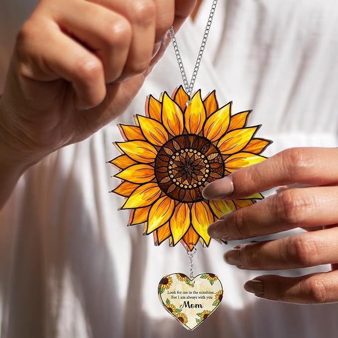 Sunflower Mom Memorial Acrylic Suncatcher Ornament, Loss of Mom Memorial Gifts - Image 5