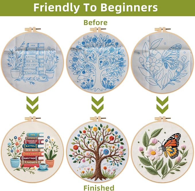 Herdiese Embroidery Kit for Beginners & Adults, 3 Sets - Image 3