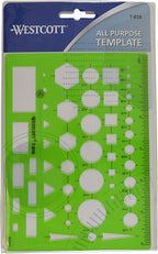 Westcott T-816 All-Purpose Technical Drawing Template, Plastic Shape Template - Image 2