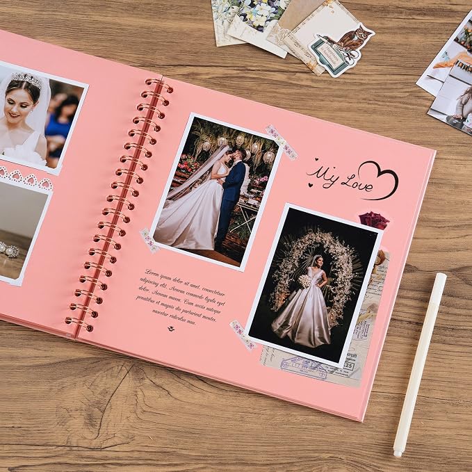 potricher 10 x 10 Inch DIY Scrapbook Album 40 Pages Hardcover Kraft Paper Scrap - Image 3