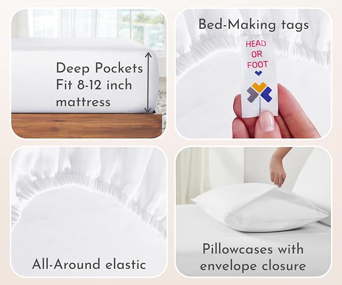 California Design Den 100% Cotton 2-Pack Twin XL Sheet Sets, Soft Extra Long - Image 5