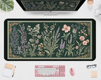 Deep Green Retro Desk Pad, Plant Flower Mouse Pad XXL, Large Gaming Mouse Mat by Unknown