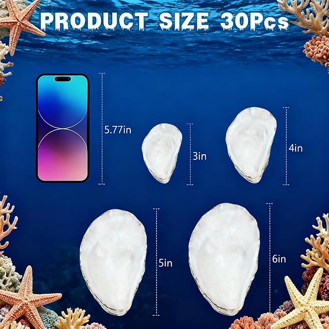 30Pcs 4"-6'' Oyster Shells for Crafts Large Oyster Shells for Crafts Christmas - Image 3
