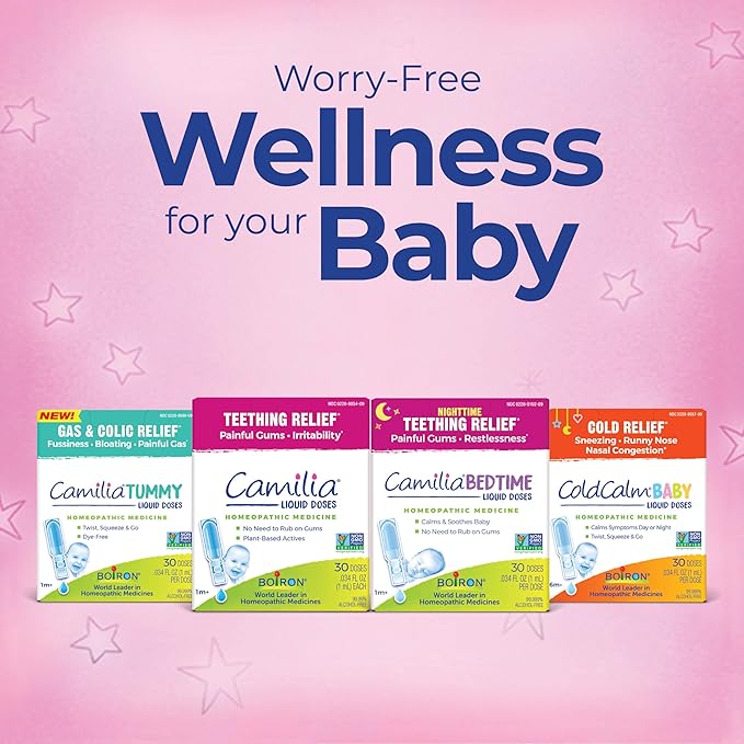 Boiron Camilia Bedtime Liquid Doses for Nighttime Teething Relief, Painful Gums, Restlessness, and Irritability - 30 Count