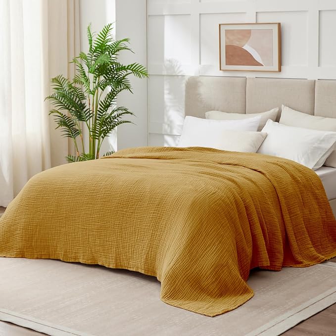 100% Cotton Muslin Blanket Large 50"x 70", 6 Layers Breathable and Lightweight - Image 2