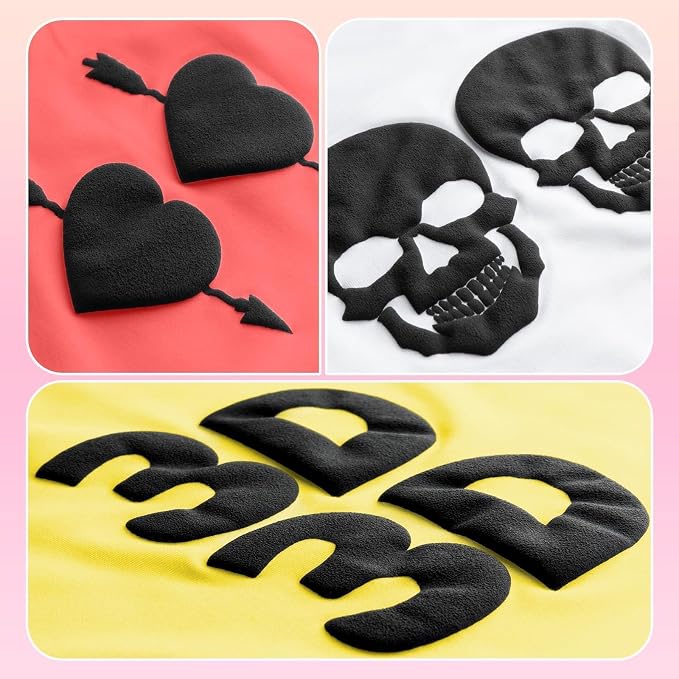 VinylRus Black Puff Vinyl Heat Transfer -12” x 6ft Puffy 3D Iron on Vinyl - Image 2