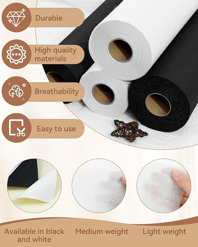 FIVEIZERO Medium Weight Iron-On Non-Woven Fusible Interfacing: 12in x 30yd - Image 3