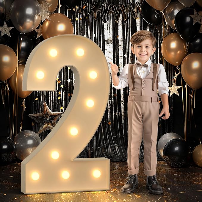 imprsv 4FT Marquee Number 2 Light up Number 2nd Birthday Decorations Large by Letsmakeitimpressive