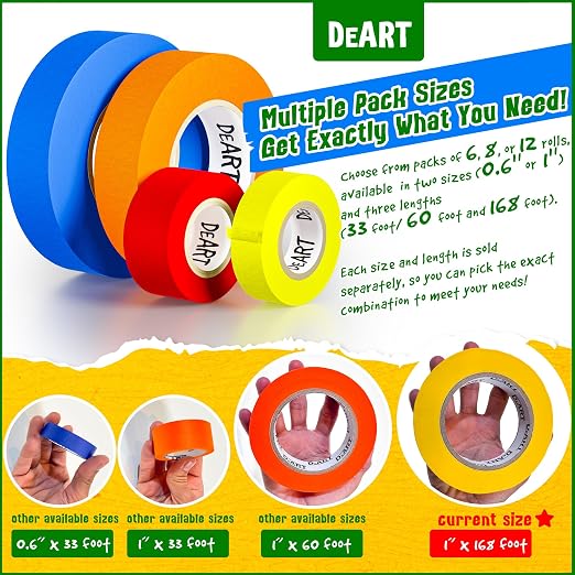DEART Colored Masking Painters Labeling Tape Masking Tape 1 inch Color Painter - Image 2
