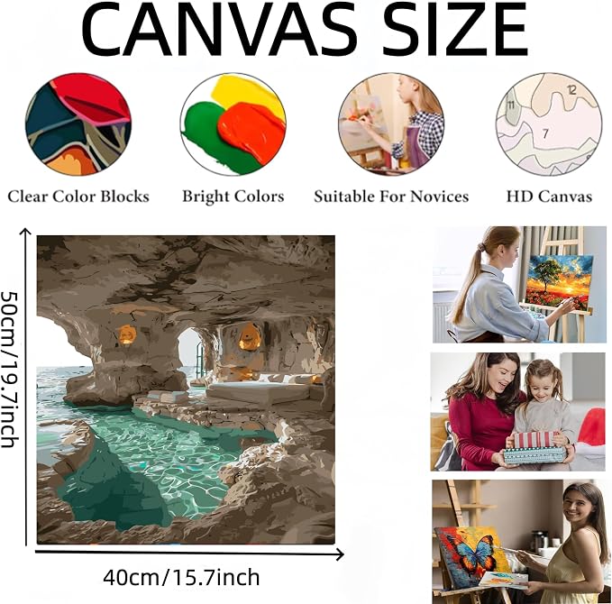 GXGLLPZBY Painting by Numbers for Adults Beginner, Cave Sea View Room Adult - Image 6