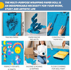 Donyang Lake Blue Wrapping Paper 15"x900", Solid Color Blue Kraft Paper Roll - Image 3