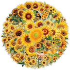 60Pcs Sunflower Stickers, Transparent Sunflower PET Sticker | Colorful - Image 2